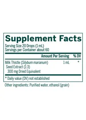 Seroyal/Genestra G-Milk Thistle Tincture -- milk thistle extract, liver support. - Back