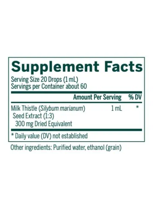 Seroyal/Genestra G-Milk Thistle Tincture -- milk thistle extract, liver support. - Back
