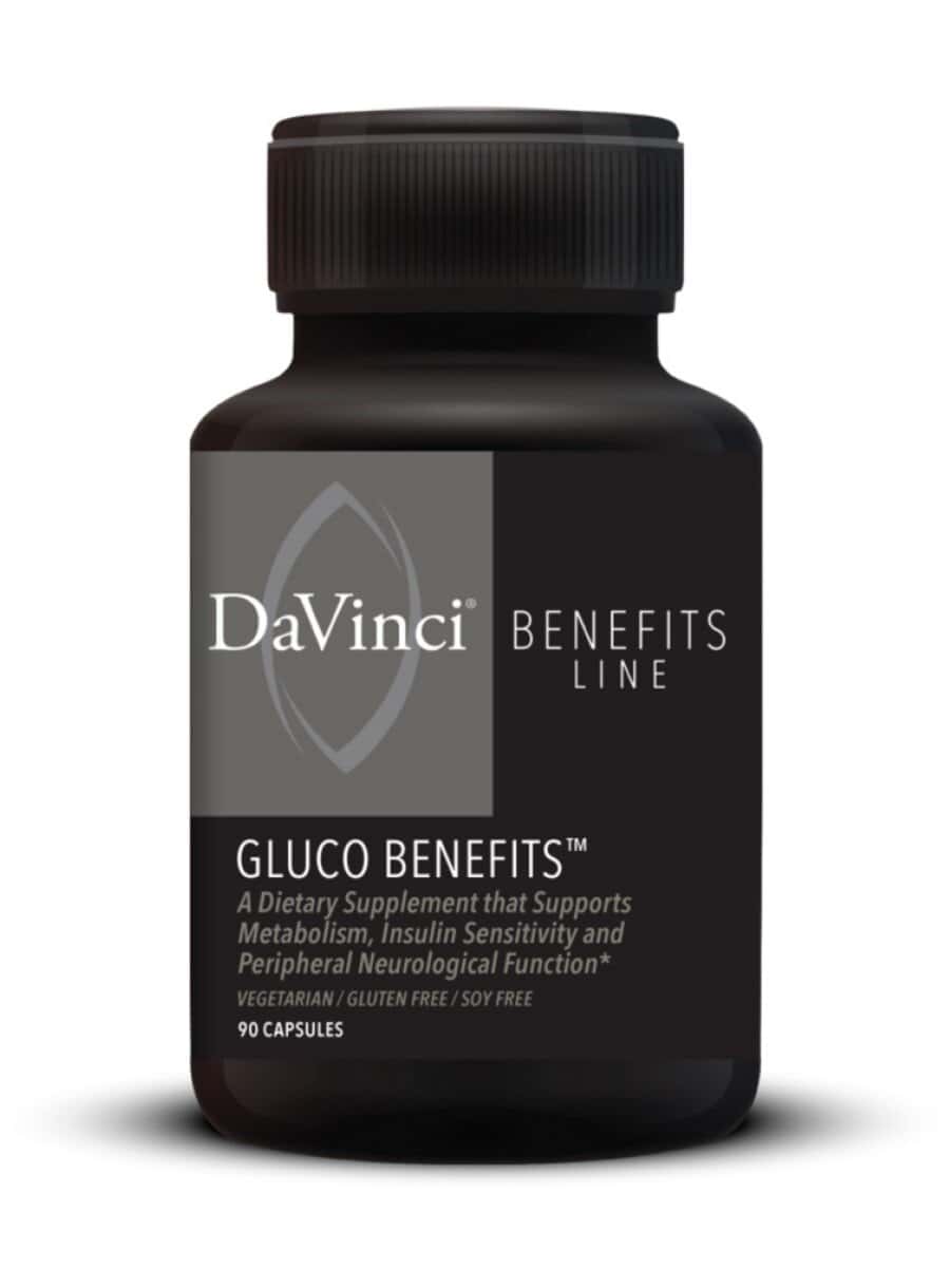 DaVinci Labs Gluco Benefits -- metabolic health, insulin sensitivity.