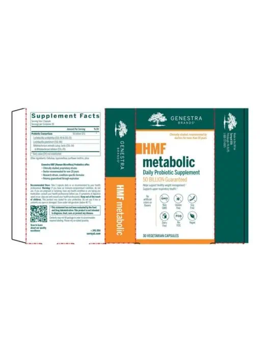 Genestra HMF Metabolic -- probiotic supplement, weight management. - Back