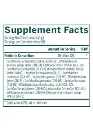 Seroyal/Genestra HMF Multi Strain Powder -- probiotic powder, gut health. - Back