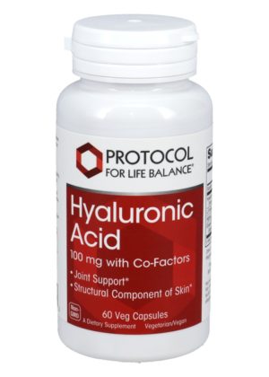 Protocol For Life Hyaluronic Acid 100mg with Co-factors -- joint support, skin hydration.