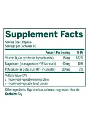 Seroyal/Genestra Magnesium, Potassium and Vitamin B6 Formula -- magnesium supplement, vegan formula. - Back