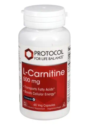 Protocol For Life L-Carnitine 500mg -- amino acid supplement, energy booster.