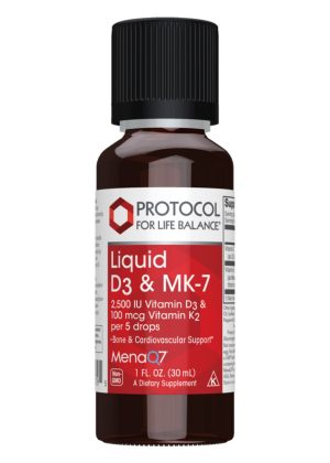 Protocol For Life Liquid Vitamin D3 & MK-7 -- bone health, cardiovascular support.