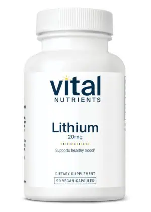 Vital Nutrients Lithium (orotate) 20mg -- lithium supplement, mental health support.
