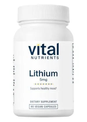 Vital Nutrients Lithium Orotate 5mg -- lithium supplement, vegan formulation.