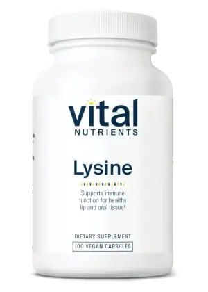 Vital Nutrients Lysine 500mg -- immune support, tissue health.