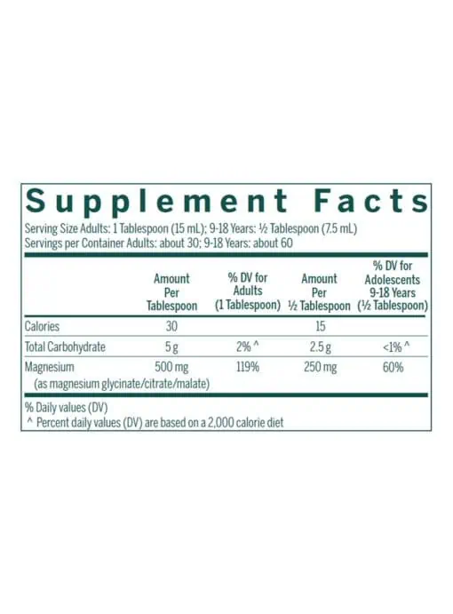 Seroyal/Genestra Magnesium Complex Liquid -- magnesium supplement, mineral support. - Back