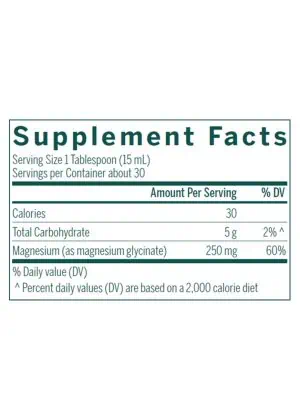 Genestra Magnesium Glycinate Liquid -- magnesium supplement, liquid magnesium. - Back