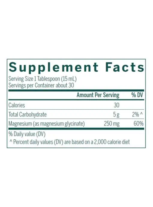 Genestra Magnesium Glycinate Liquid -- magnesium supplement, liquid magnesium. - Back