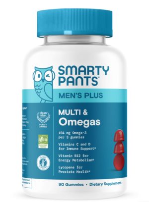 SmartyPants Vitamins Men's Plus Multi & Omegas -- multivitamin for men, omega-3 supplement.