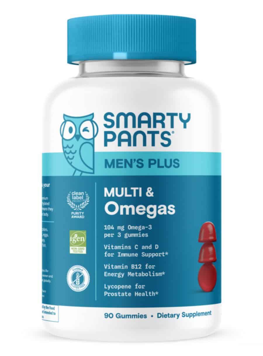 SmartyPants Vitamins Men's Plus Multi & Omegas -- multivitamin for men, omega-3 supplement.