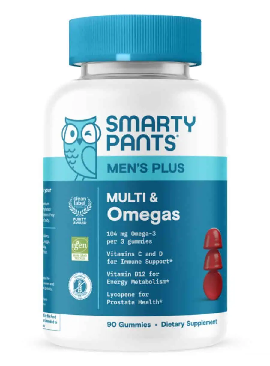SmartyPants Vitamins Men's Plus Multi & Omegas -- multivitamin for men, omega-3 supplement.