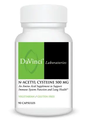 DaVinci Labs N-Acetyl Cysteine 500mg -- amino acid supplement, lung health support.