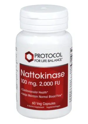Protocol For Life Nattokinase 100mg/2000FU units -- cardiovascular health, blood flow support.