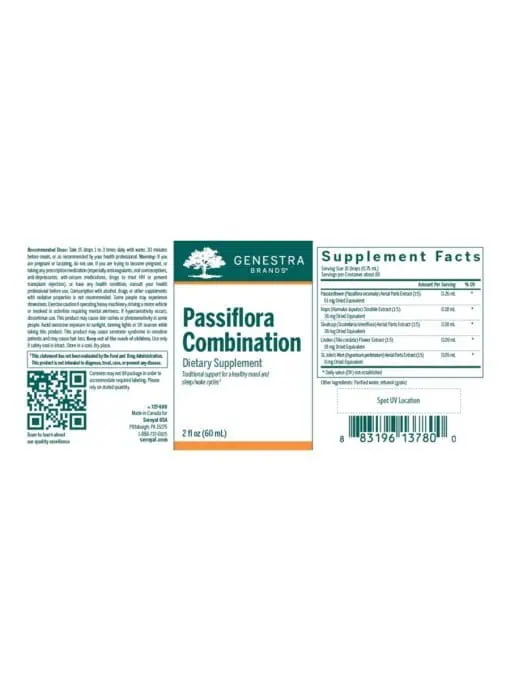 Seroyal Passiflora Combination -- mood support, sleep aid. - Back