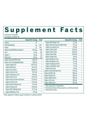 Genestra Phyto Greens Capsules -- phytonutrients, organic greens. - Back