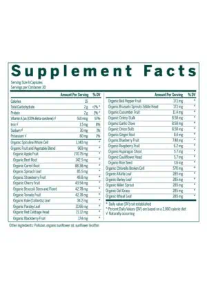 Genestra Phyto Greens Capsules -- phytonutrients, organic greens. - Back