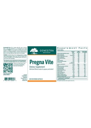 Seroyal/Genestra Pregna Vite -- prenatal vitamin, postpartum supplement. - Back
