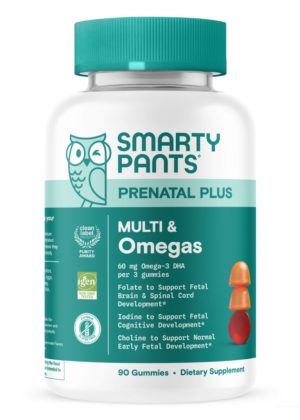 SmartyPants Prenatal Plus Multi & Omegas -- prenatal vitamins, omega-3 supplements.