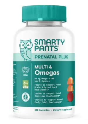SmartyPants Prenatal Plus Multi & Omegas -- prenatal vitamins, omega-3 supplements.