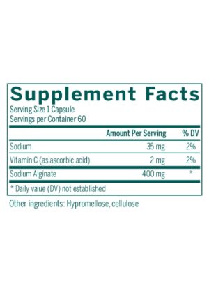 Seroyal/Genestra Sodium Alginate -- sodium alginate, antioxidant support. - Back