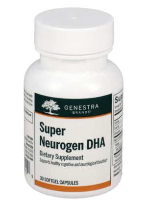 Seroyal/Genestra Super Neurogen DHA -- algae-derived DHA capsules, supports cognitive function.