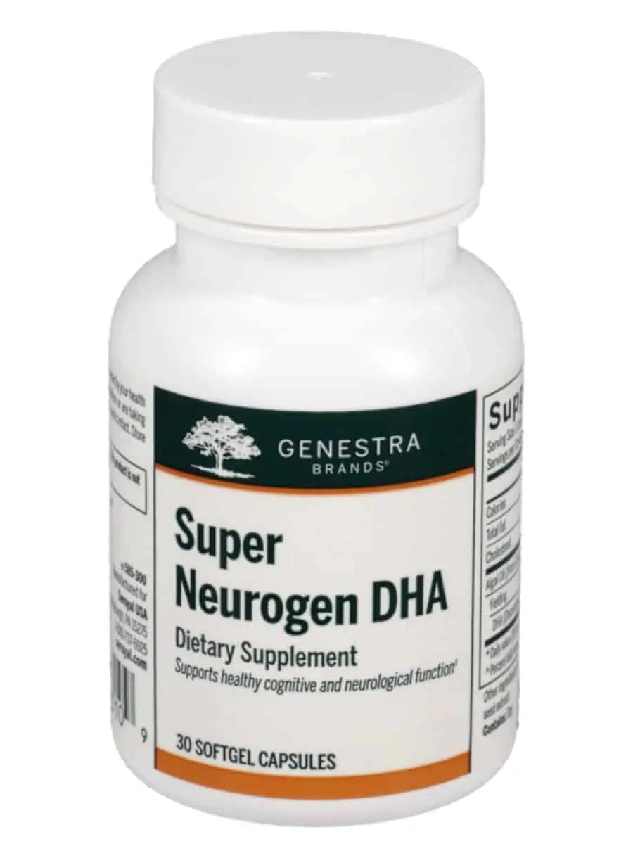 Seroyal/Genestra Super Neurogen DHA -- algae-derived DHA capsules, supports cognitive function.
