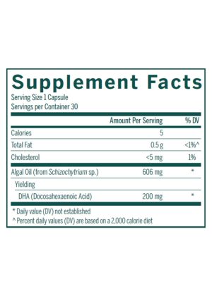 Seroyal/Genestra Super Neurogen DHA -- algae-derived DHA capsules, supports cognitive function. - Back