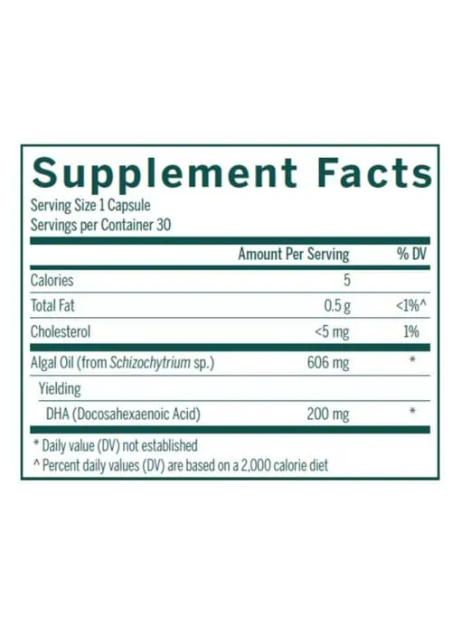 Seroyal/Genestra Super Neurogen DHA -- algae-derived DHA capsules, supports cognitive function. - Back