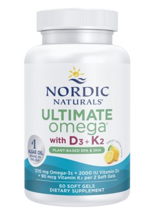 Nordic Naturals Pro Ultimate Omega with D3 + K2 -- omega-3 supplement, vegan-friendly.