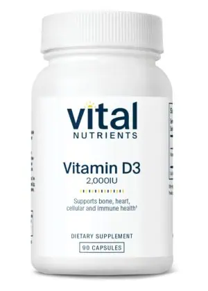 Vital Nutrients Vitamin D3 2000IU VEG -- vitamin D, calcium absorption.