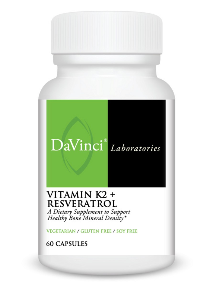 DaVinci Labs Vitamin K2+ Resveratrol -- bone health, antioxidant support.