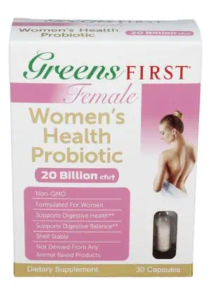 Greens First Women's Health Probiotic 30c -- women's health probiotic, gut health supplement.