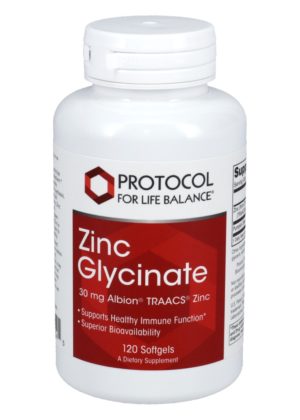 Protocol For Life Zinc Glycinate 30mg Albion TRACCS Zinc -- zinc supplement, immune support.