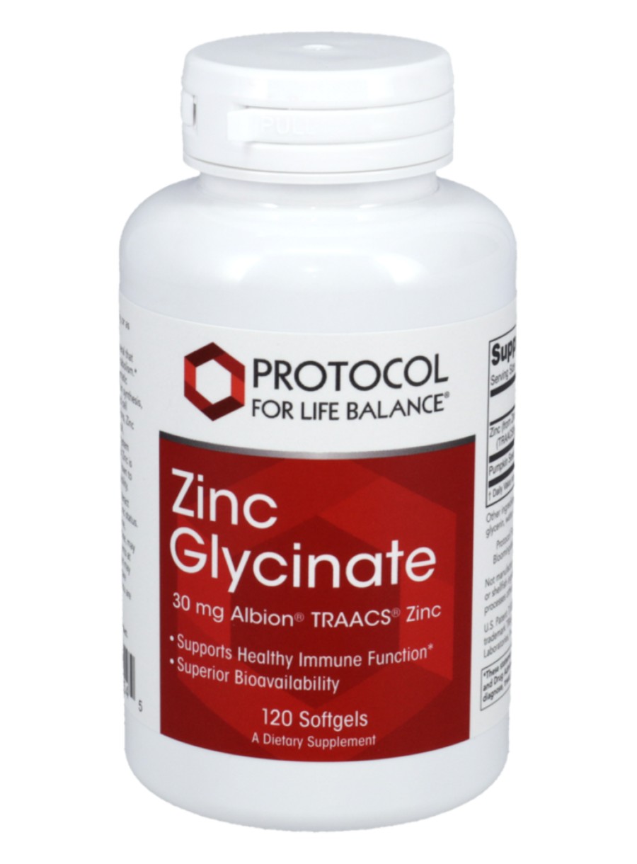 Protocol For Life Zinc Glycinate 30mg Albion TRACCS Zinc -- zinc supplement, immune support.